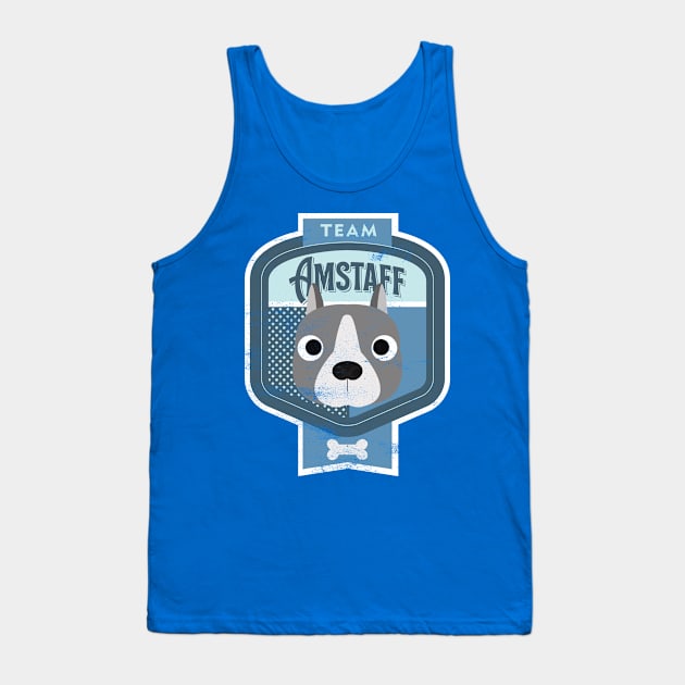 Team Amstaff - Distressed American Staffordshire Terrier Beer Label Design Tank Top by DoggyStyles